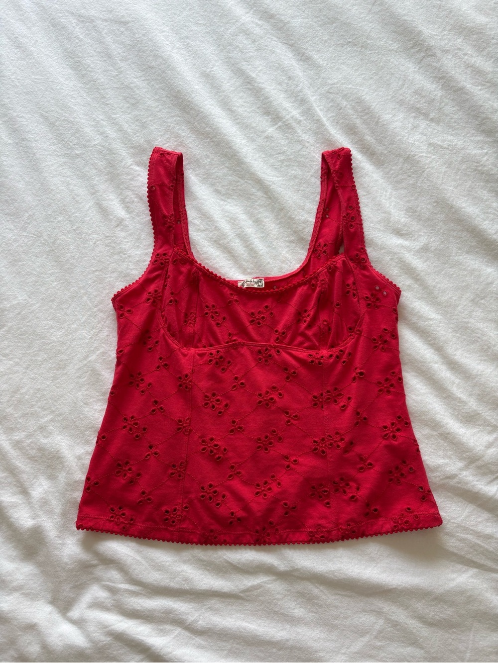 Free People Full Bloom Eyelet Cami in Poppy Red